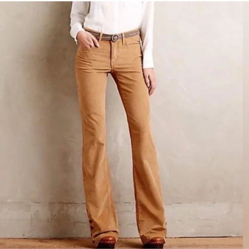 Anthropologie Pilcro Stet Midrise Button‎ Flared Hipster Corduroy Pants Size 25